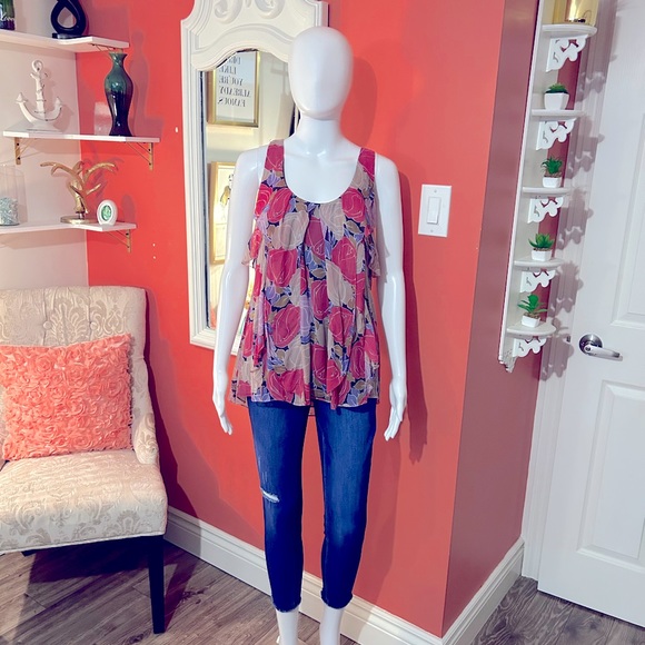BEAUTIFUL, DIANE von FURSTENBERG blouse Multicoloured and sleeveless, size M - Picture 15 of 16